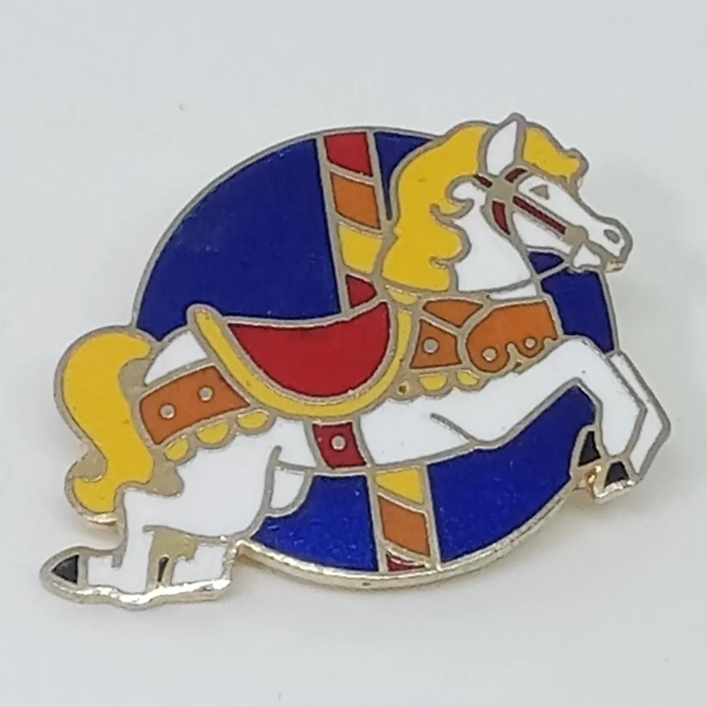 👍 5 for $20 vintage small cloisonne carousel horse merry-go-round pin brooch